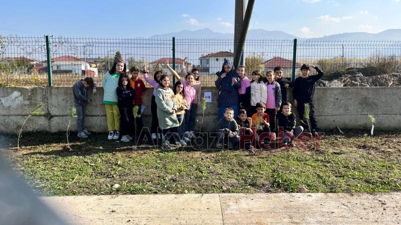 Akyazı Atatürk İlkokulu nda fidanlar toprakla buluştu