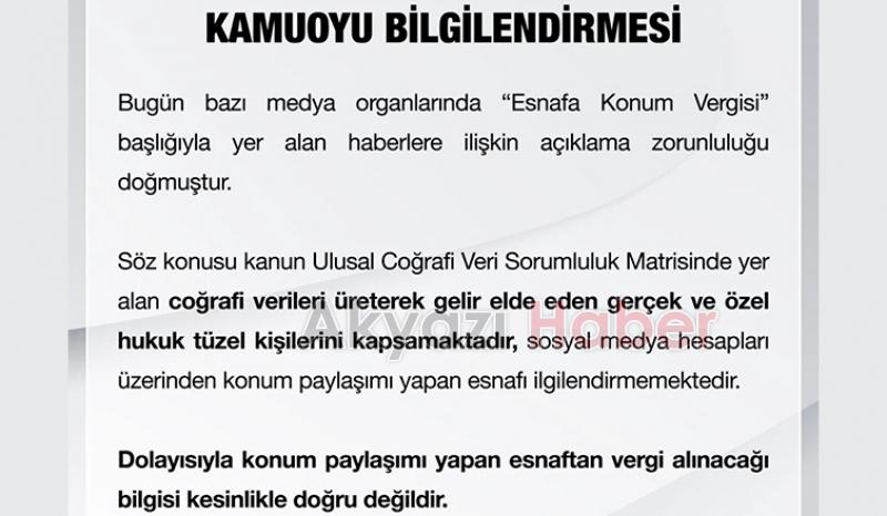 Esnafa konum vergisi geliyor iddiaları asılsız çıktı