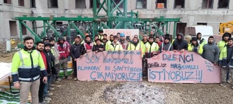 Şehir Hastanesi inşaatında işçiler eyleme devam ediyor