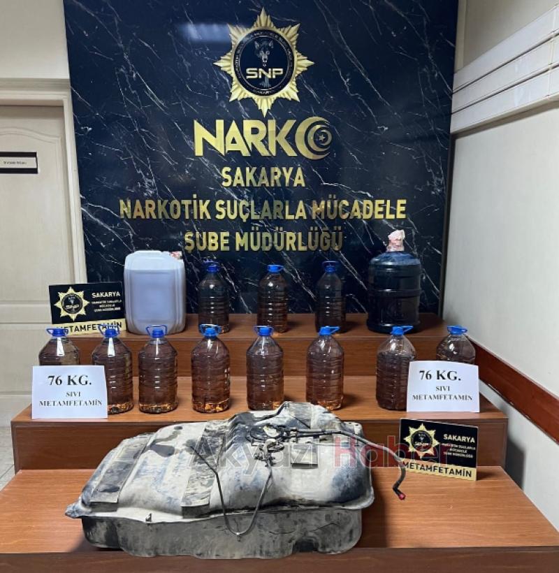 76 kilo likit metamfetamin ele geçirildi