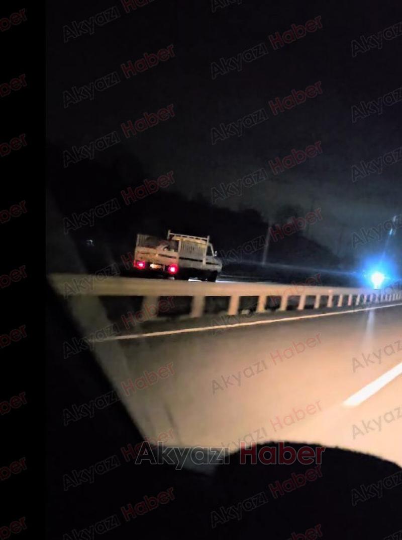 Karasu yolunda ters yönde giden kamyonet böyle görüntülendi