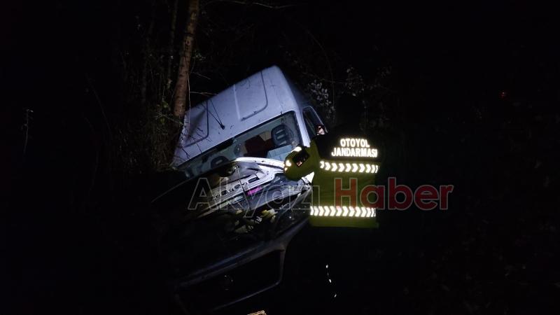 Panelvan minibüs kaza yaptı 2 yaralı