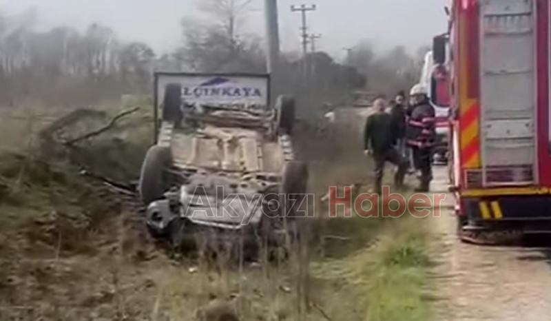 Takla atan otomobilin sürücüsü yaralandı