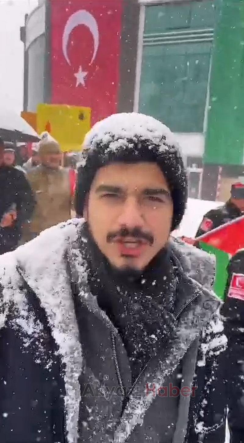 Kar demediler Gazze için yürüdüler