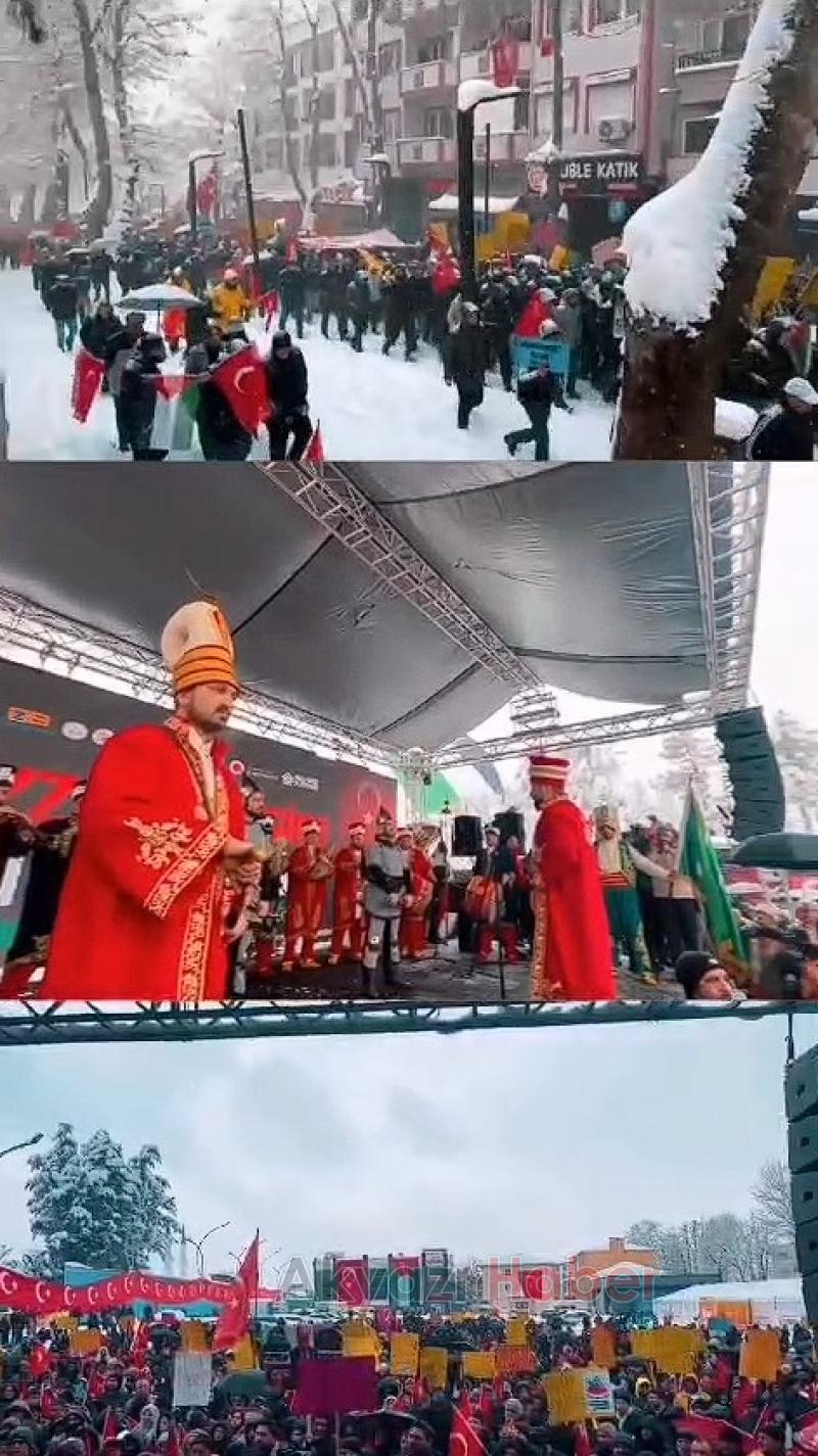 Kar demediler Gazze için yürüdüler