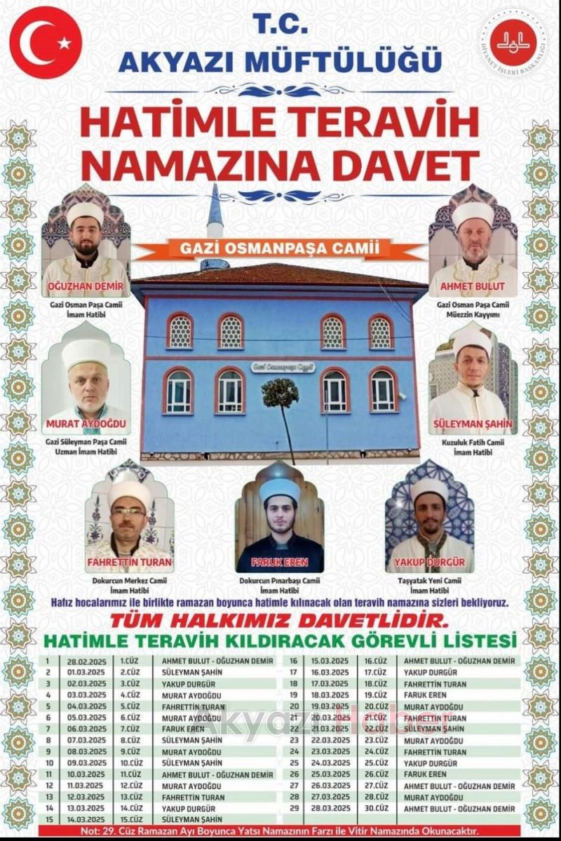 Sakarya'da hatimle teravih namazı kılınacak camiler belli oldu