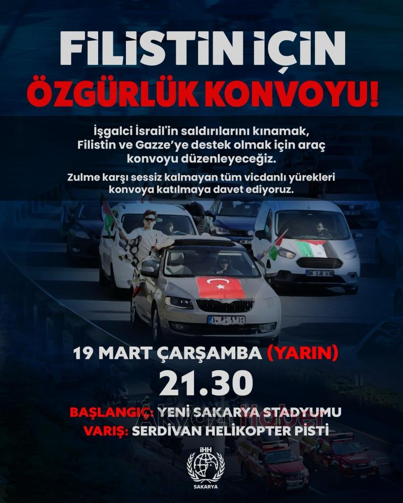 Sakarya'da Filistin'e destek konvoyu düzenlenecek