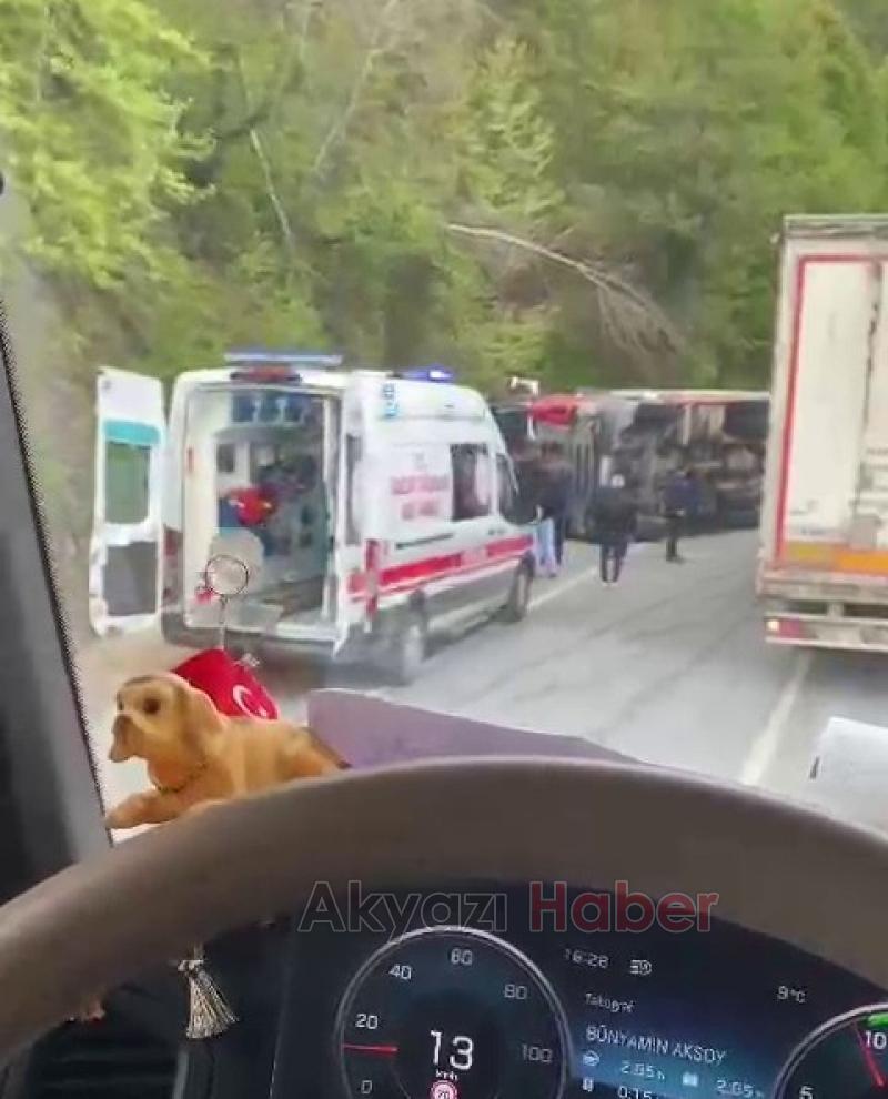 Reşadiye'de tır devrildi