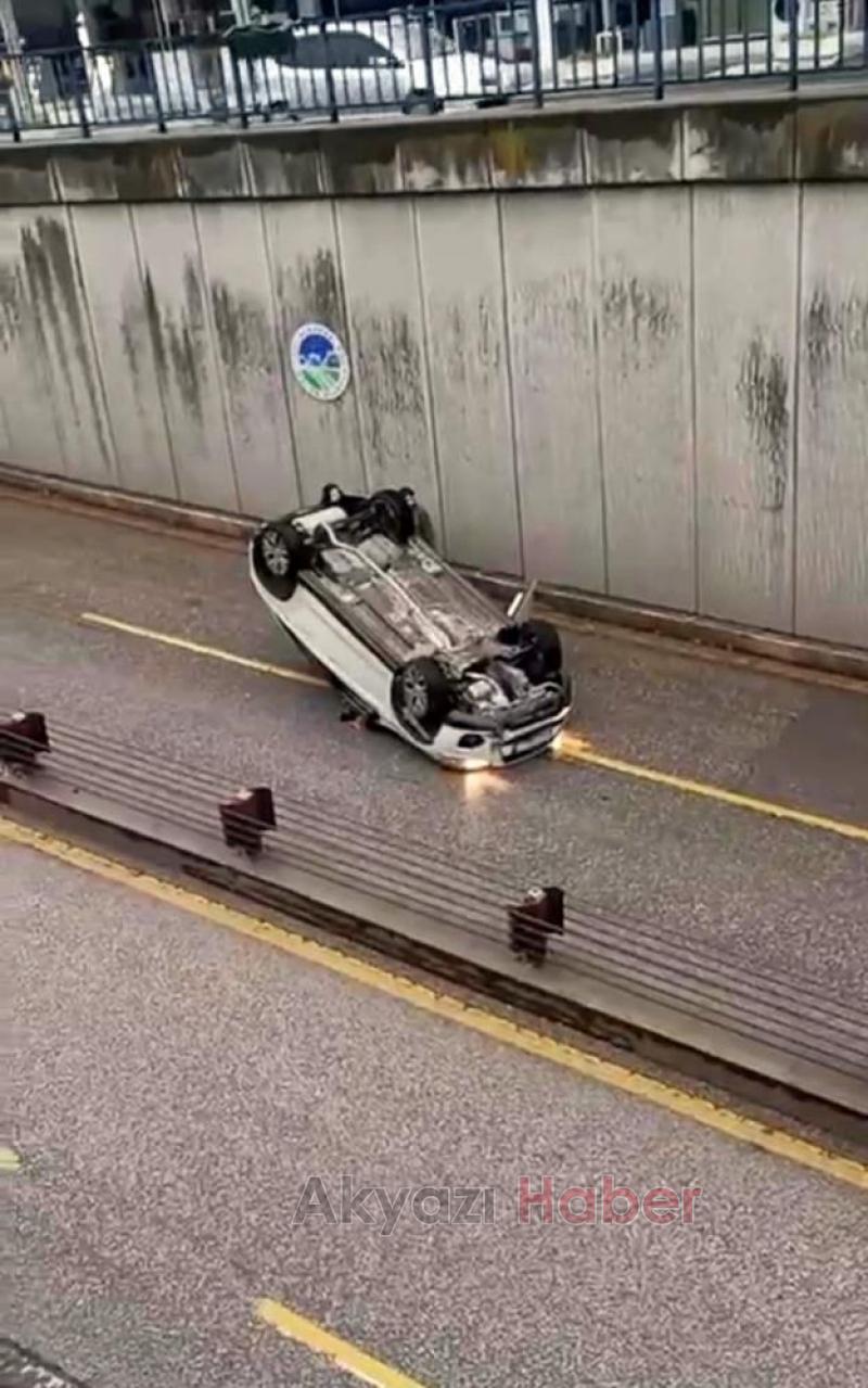 Alt geçitte takla attı