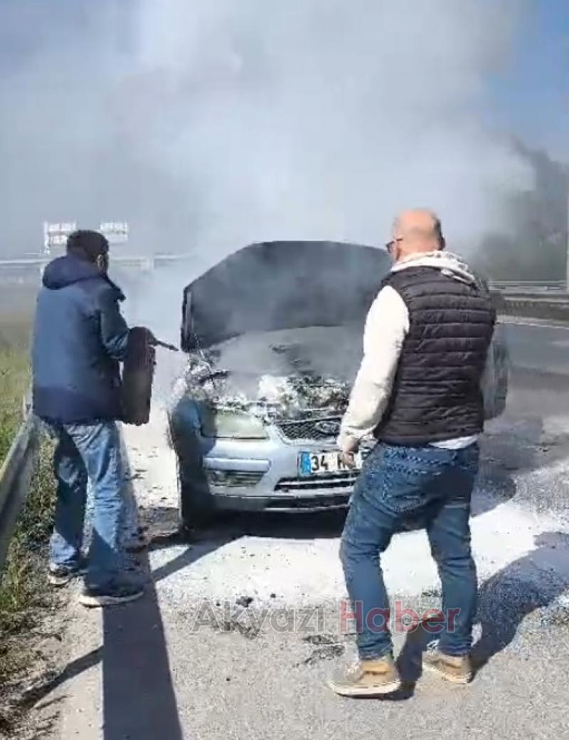 D100'de araç alev aldı