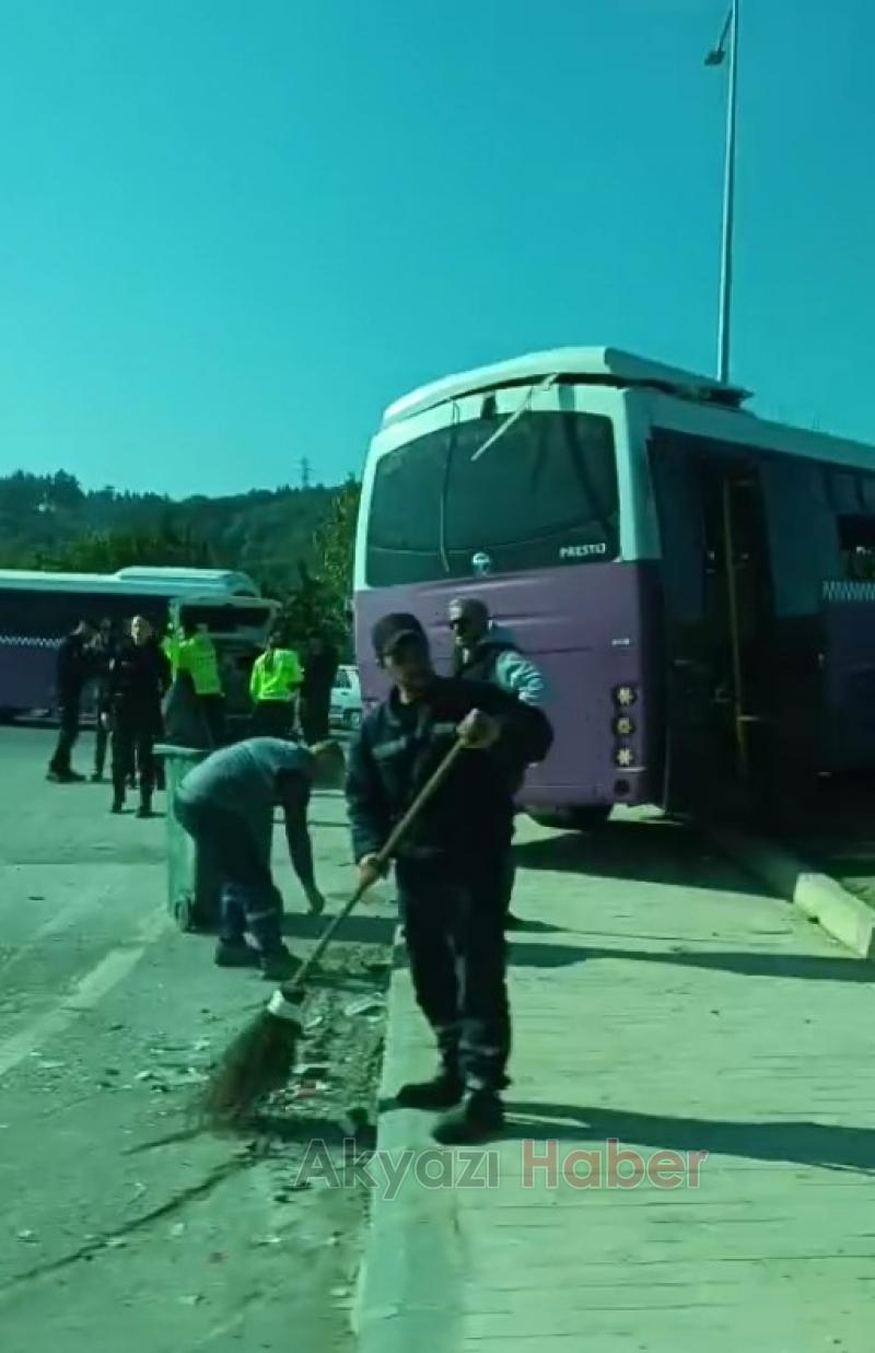 Halk otobüsü kaza yaptı