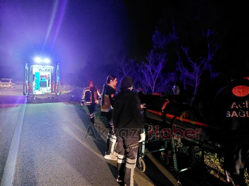 Şarampole uçan araçtan yaralı kurtarıldı, sedyede sigara yaktı