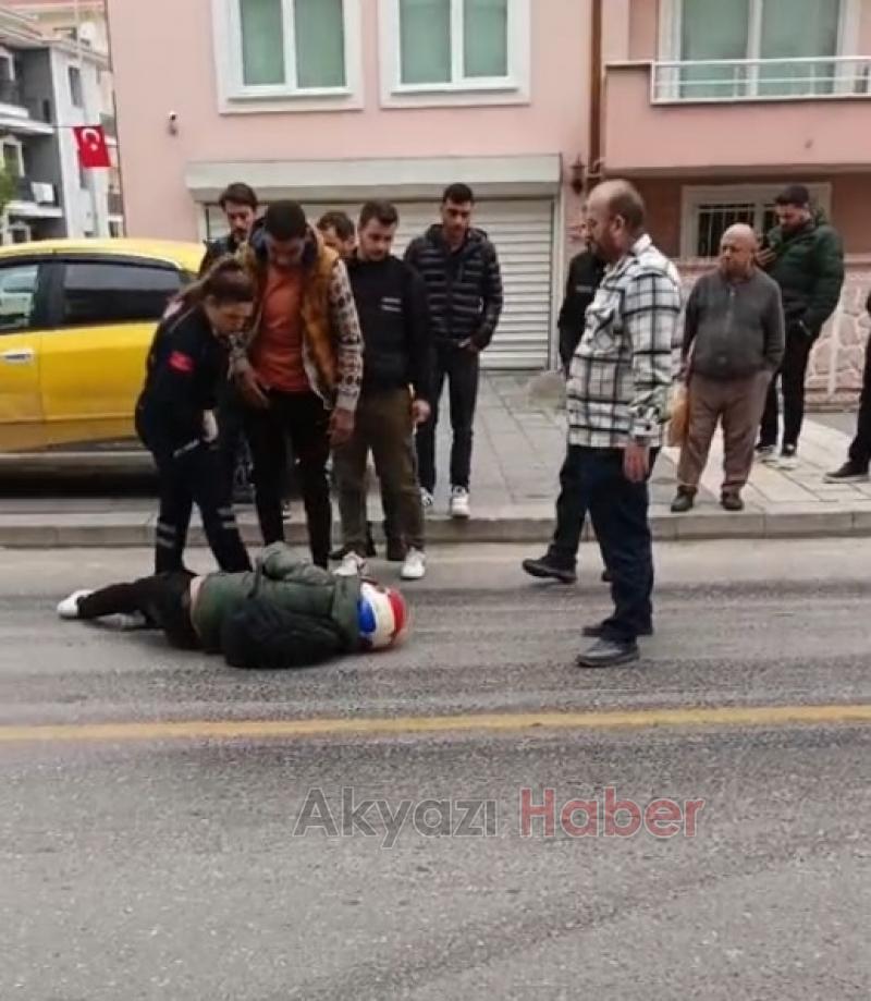 Yola Dökülen Sıvı Kazaya Neden Oldu: Motosikletli yaralandı.