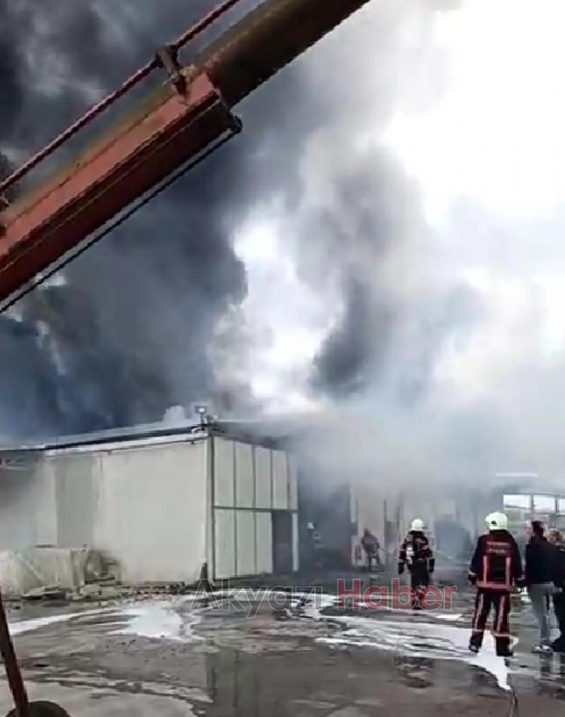Karasu'da fındık fabrikası alev alev yandı