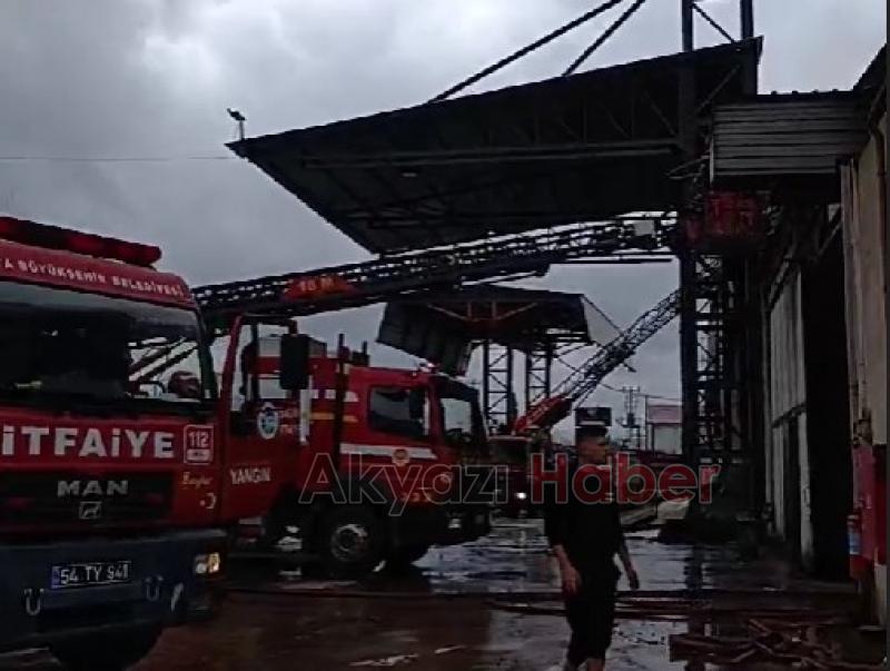 Karasu'da fındık fabrikası alev alev yandı