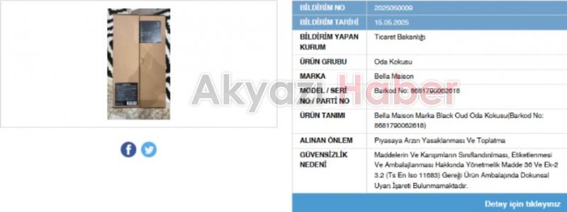 O ürünler için toplatma kararı