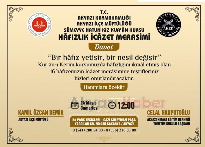 Sümeyye Hatun Kız Kur'an Kursu mezunları için icazet töreni