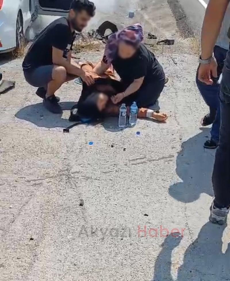 Kazada alev alan araçta can pazarı