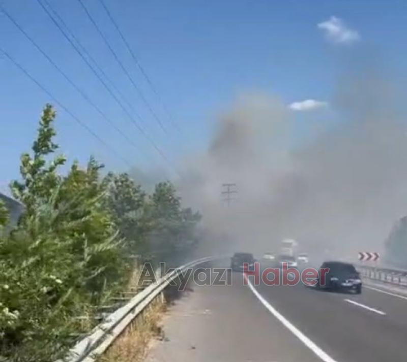Otluk alanda çıkan yangın trafiği etkiledi