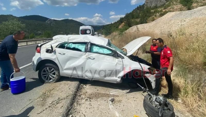 D-650'de otomobil takla attı