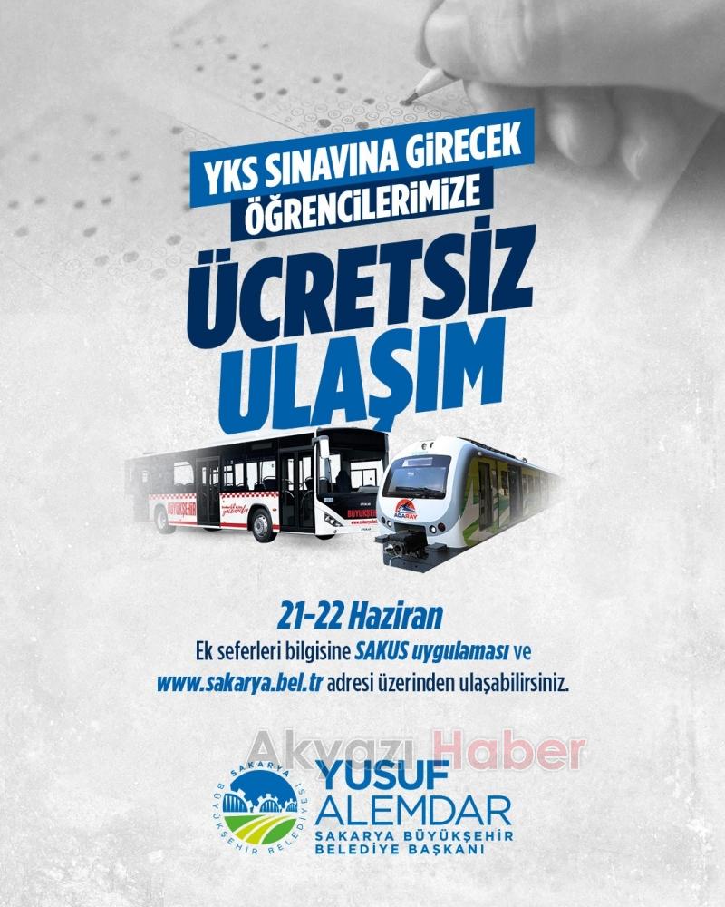 Sakarya'da YKS adaylarına ulaşım ücretsiz