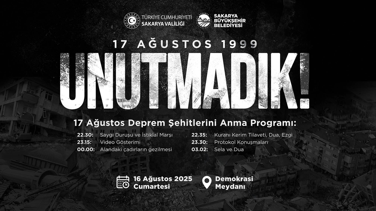 17 Ağustos Depremi'nin 26. yılı; Anma programı düzenlenecek