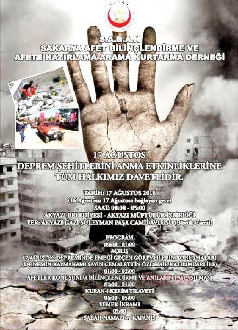 17 Ağustosda Deprem Şehitlerini Anma Programı