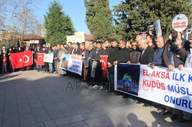 ABD’NİN KUDÜS KARARI AKYAZI’DA PROTESTO EDİLDİ