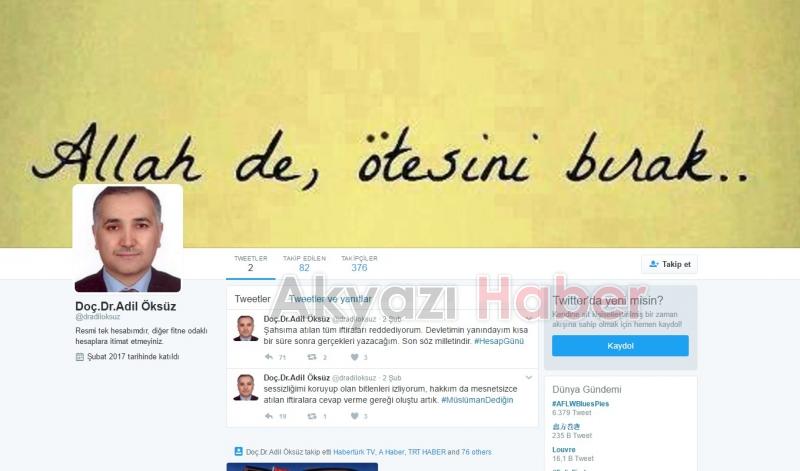 Adil Öksüz den Twitter Paylaşımı