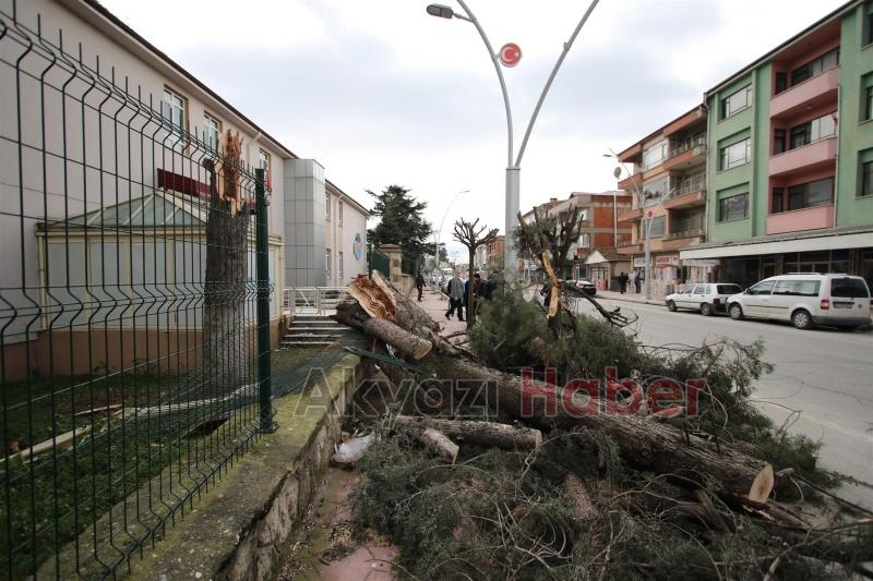 AKYAZI BELEDİYESİ EKİPLERİ FIRTINA MESAİSİNDE