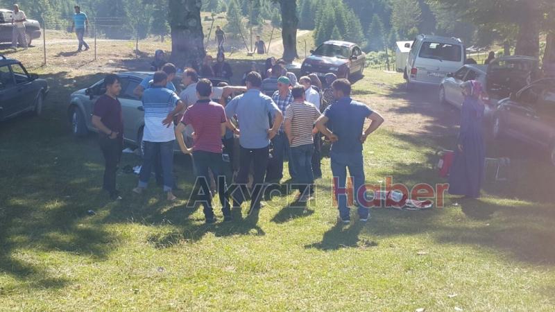 Akyazı Hanyatak Mahallesi Acelle yaylasında freni boşalan araç gölete uçtu