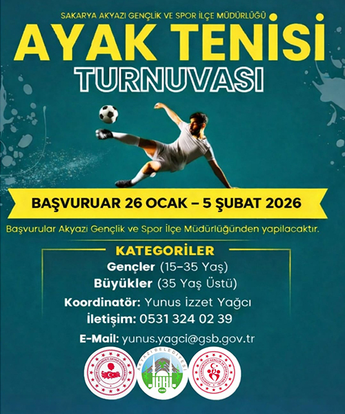 Akyazı'da Ayak Tenisi Turnuvası'na davet