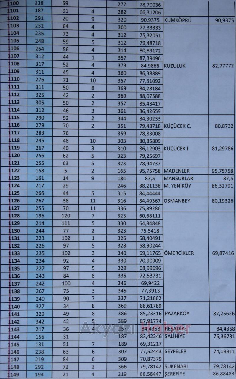 Akyazı da mahalle mahalle referandum sonuçları