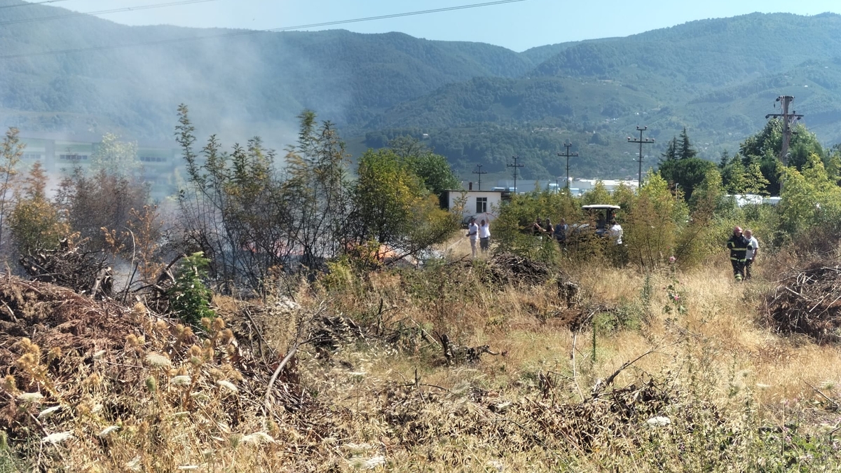 Akyazı'da otluk alanda çıkan yangın evlere ulaşmadan söndürüldü