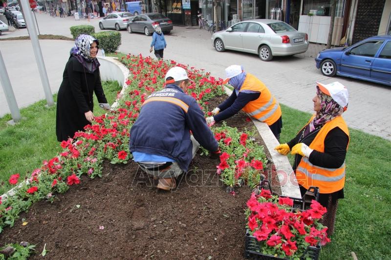AKYAZI DA TÜM KAVŞAK REFÜJ ve MEYDANLAR YENİLENİYOR