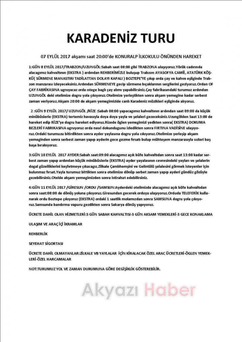 Akyazı Efe Tur'dan Doğu Karadeniz Turu