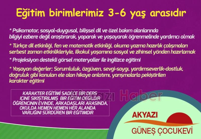 AKYAZI GÜNEŞ ÇOCUK EVİNDE ÖĞRENCİ KAYITLARI BAŞLADI