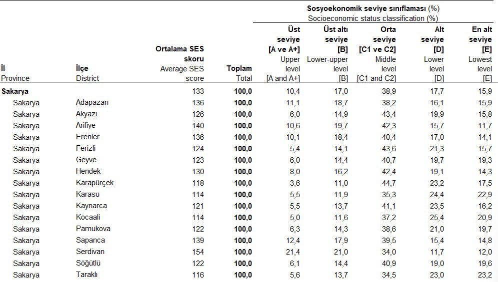 Akyazı'nın sosyoekonomik seviyesi belli oldu