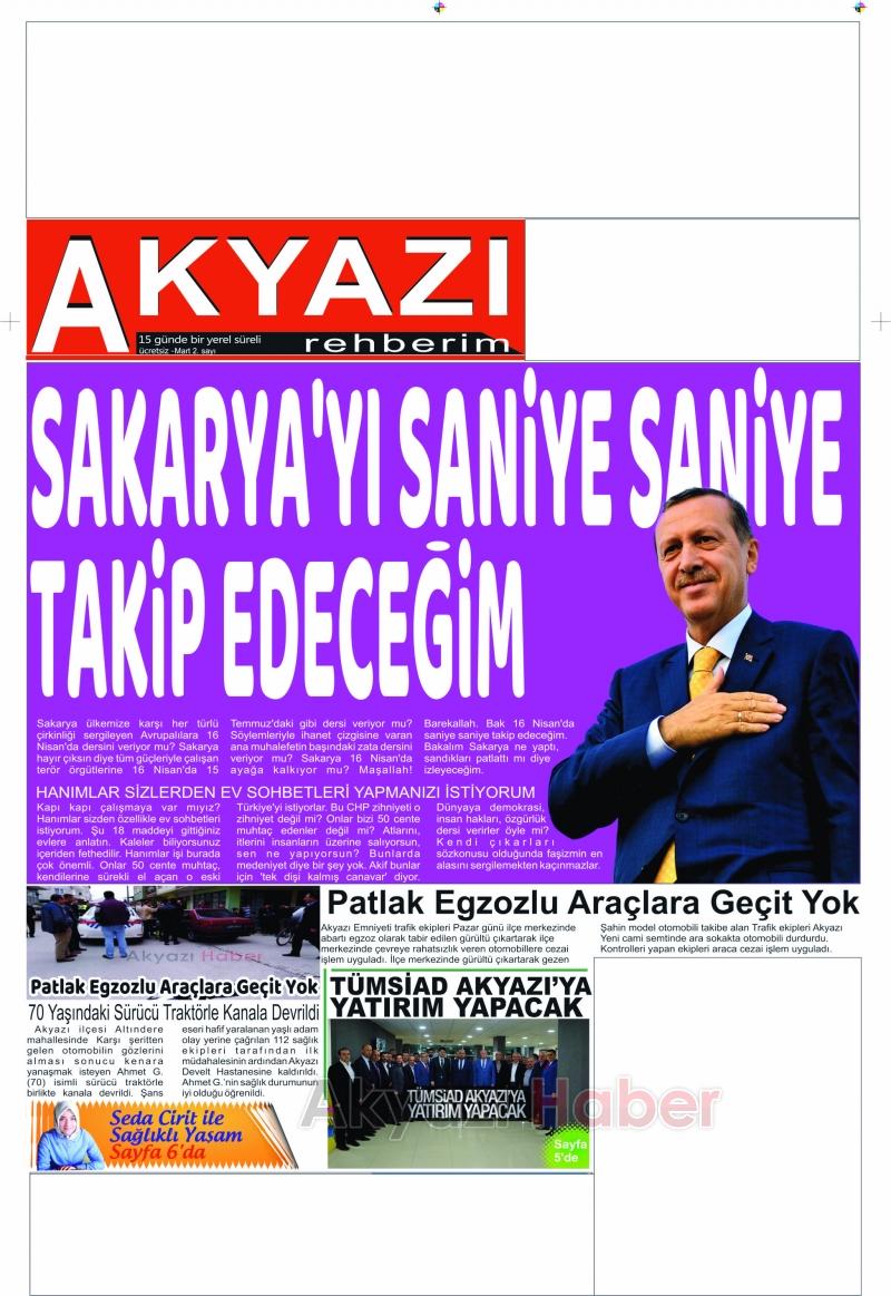 Akyazı Rehberim Gazetesi İkinci Sayısı 2000 adet basıldı