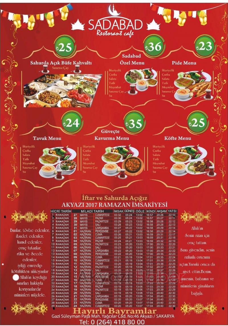 Akyazı Sadabad Park Restoran Sahur ve İftarda Sizi bekliyor