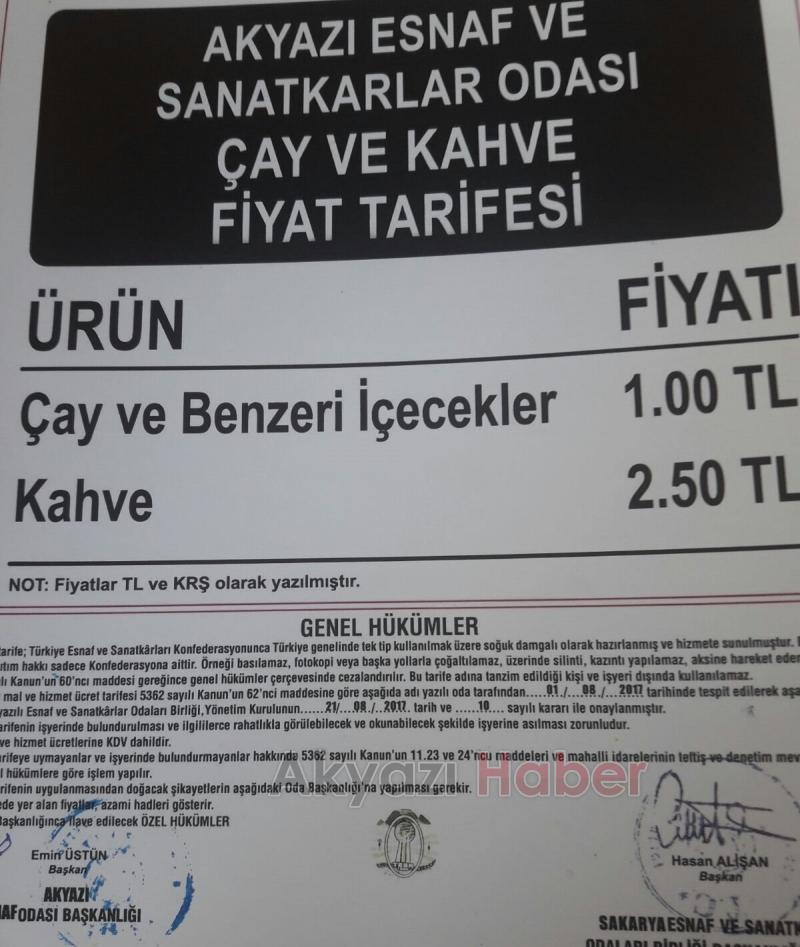  Akyazı’da Çaya Zam