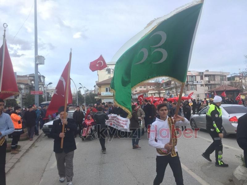   Akyazı’da Mehmetçiğe Destek Yürüyüşü Düzenlendi