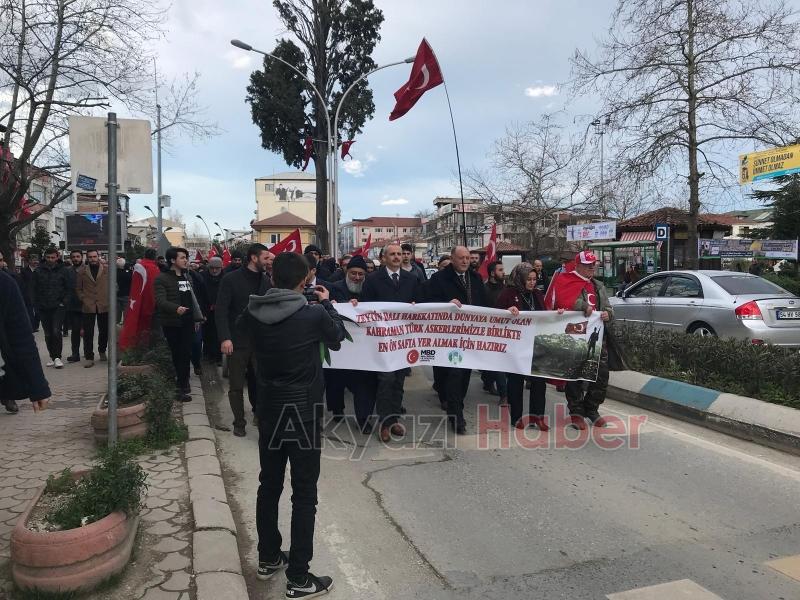   Akyazı’da Mehmetçiğe Destek Yürüyüşü Düzenlendi