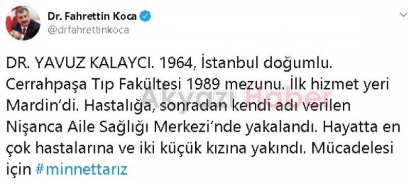 Bakan Kocadan Yavuz Kalaycı paylaşımı