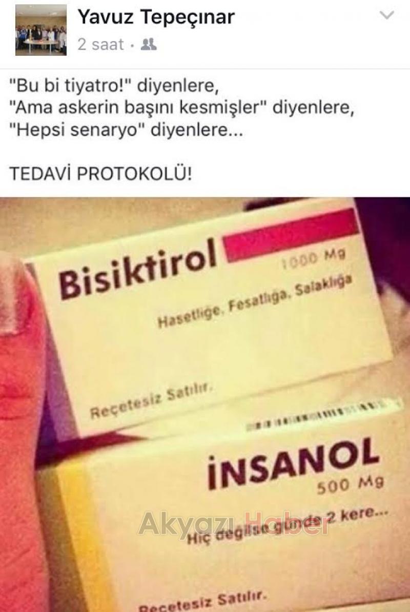 Başhekimden darbecilere Bisiktirol ve İnsanol reçetesi