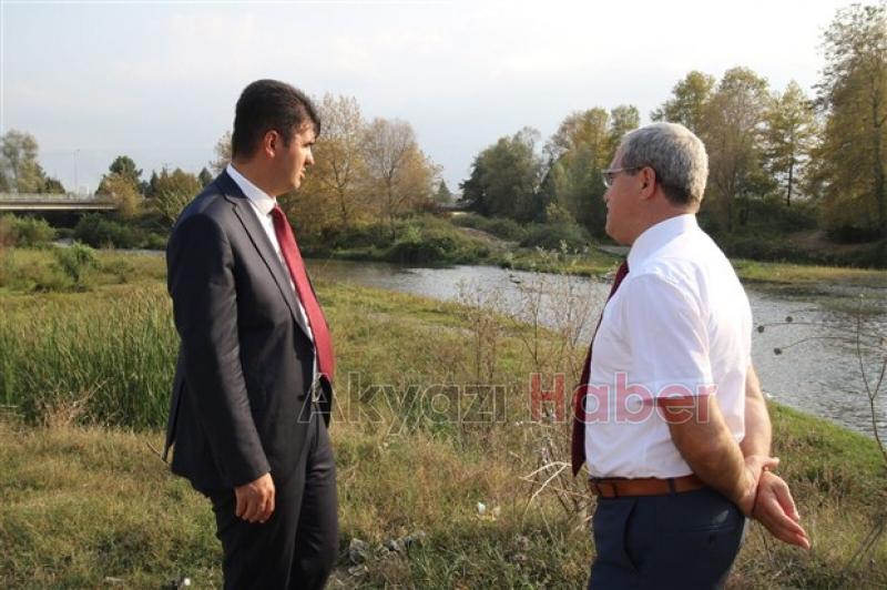 Başkan Akcan ve Kaymakam Kalaylı Mudurnu Deresini İnceledi