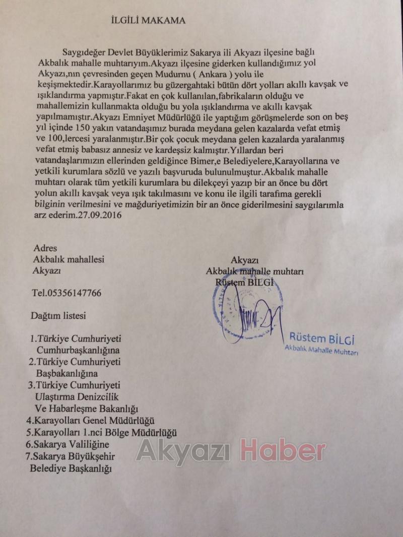 Batakköy Kavşağı için Cumhurbaşkanlığına Dilekçe Verdiler