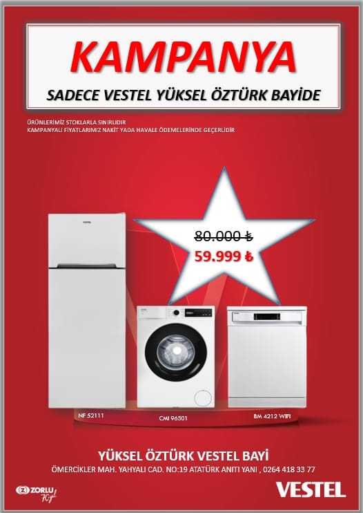 Büyük Vestel Kampanyası Sadece Yüksel Öztürk Bayisinde