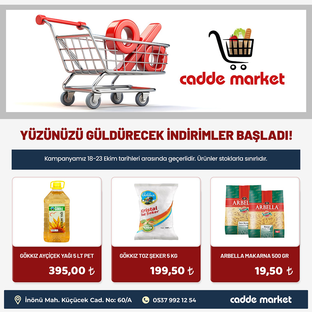 Cadde Market'te  Yüzünüzü Güldürecek İndirimler Başladı!