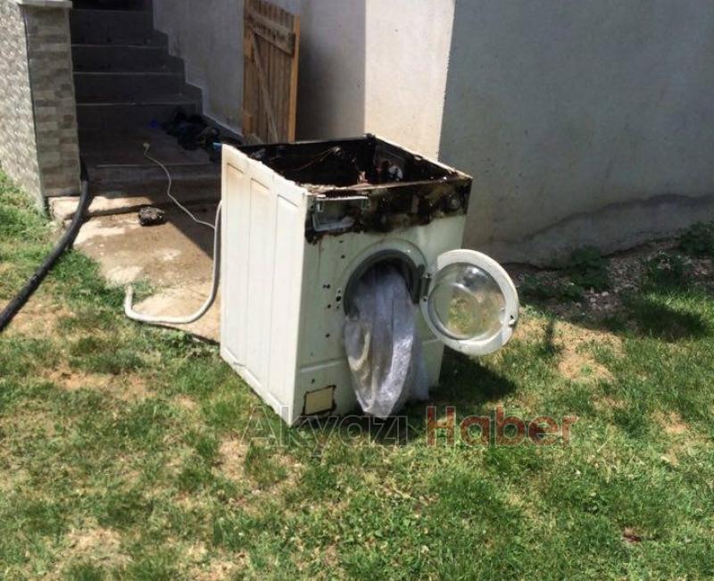Çamaşır Makinası Alev Aldı